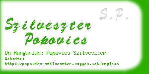 szilveszter popovics business card